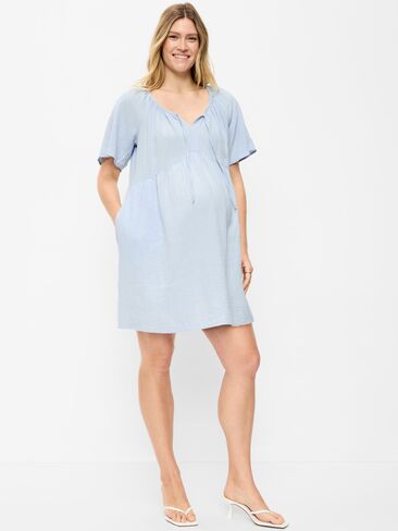 Old Navy Maternity Crinkle Gauze Flutter-Sleeve Mini Swing Dress - Sky Maintenance in Saudi Arabia