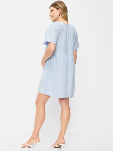 Old Navy Maternity Crinkle Gauze Flutter-Sleeve Mini Swing Dress - Sky Maintenance in Saudi Arabia