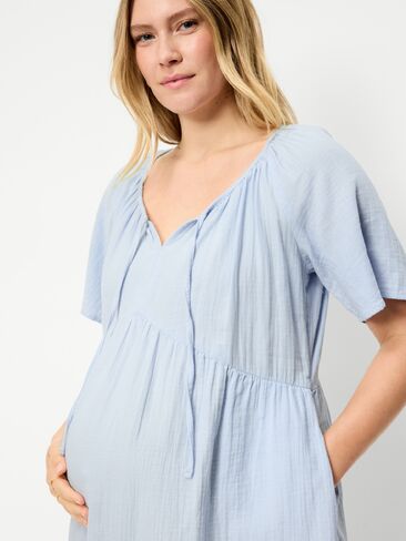 Old Navy Maternity Crinkle Gauze Flutter-Sleeve Mini Swing Dress - Sky Maintenance in Saudi Arabia