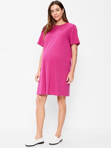 Old Navy Maternity Vintage Crew-Neck Mini T-Shirt Dress - Dragonfruit in Saudi Arabia