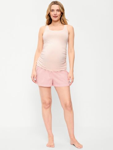 Old Navy Maternity Poplin Boxer Pajama Shorts - Pink Gingham in Saudi Arabia