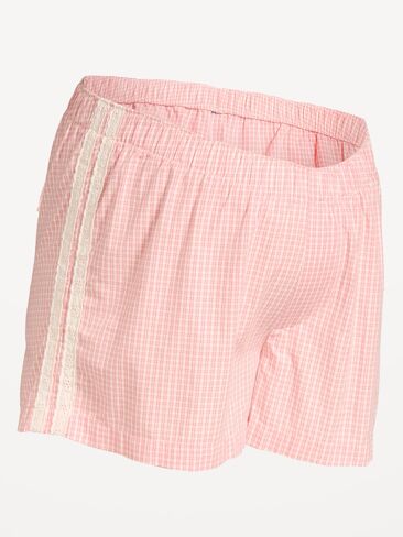 Old Navy Maternity Poplin Boxer Pajama Shorts - Pink Gingham in Saudi Arabia