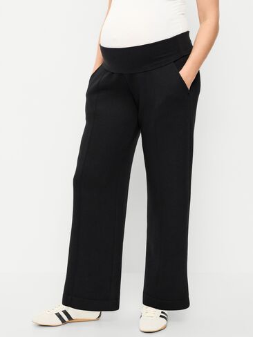 Old Navy Maternity Bounce Fleece Rollover-Waist Wide-Leg Pants - Black Jack in Saudi Arabia