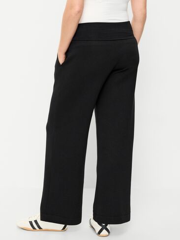 Old Navy Maternity Bounce Fleece Rollover-Waist Wide-Leg Pants - Black Jack in Saudi Arabia