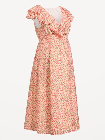 Old Navy Maternity Ruffle-Sleeve Midi Dress - Pink Ditsy Floral in Saudi Arabia