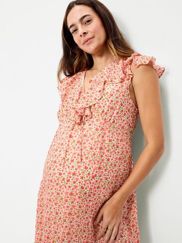 Old Navy Maternity Ruffle-Sleeve Midi Dress - Pink Ditsy Floral in Saudi Arabia