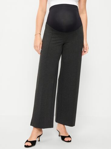 Old Navy Maternity Rollover-Waist Stevie Wide-Leg Pants - Dark Heathered Gray in Saudi Arabia