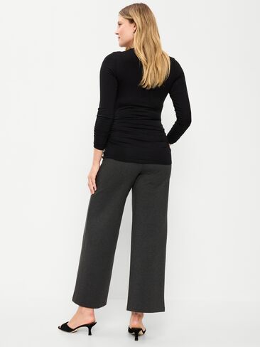 Old Navy Maternity Rollover-Waist Stevie Wide-Leg Pants - Dark Heathered Gray in Saudi Arabia