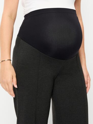 Old Navy Maternity Rollover-Waist Stevie Wide-Leg Pants - Dark Heathered Gray in Saudi Arabia