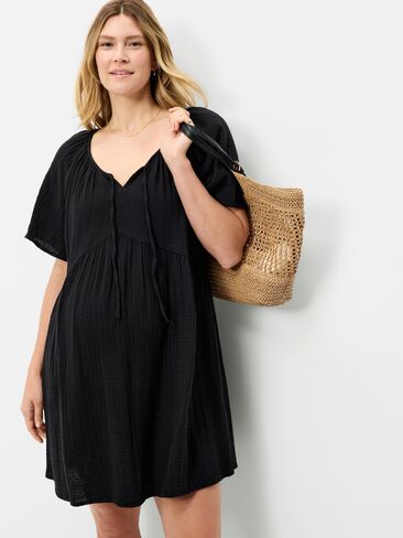Old Navy Maternity Crinkle Gauze Flutter-Sleeve Mini Swing Dress - Black Jack in Saudi Arabia
