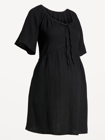 Old Navy Maternity Crinkle Gauze Flutter-Sleeve Mini Swing Dress - Black Jack in Saudi Arabia