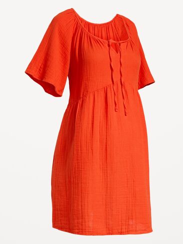 Old Navy Maternity Crinkle Gauze Flutter-Sleeve Mini Swing Dress - Ornament Orange in Saudi Arabia
