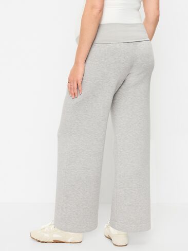 Old Navy Maternity Bounce Fleece Full-Panel Wide-Leg Sweatpants - Heather Gray in Saudi Arabia
