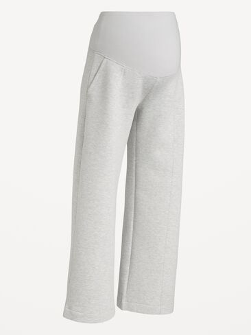 Old Navy Maternity Bounce Fleece Full-Panel Wide-Leg Sweatpants - Heather Gray in Saudi Arabia