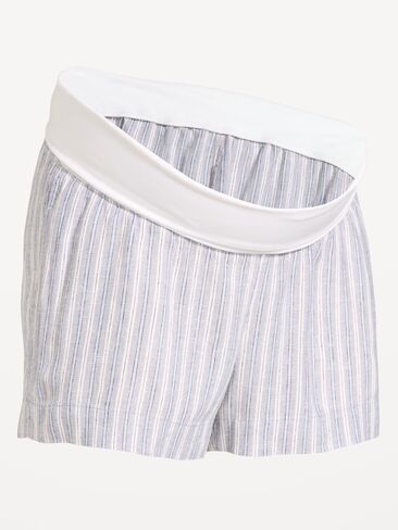 Old Navy Maternity Linen-Blend Pull-On Shorts -- 3.5-inch inseam - Multi-Blue Stripe in Saudi Arabia