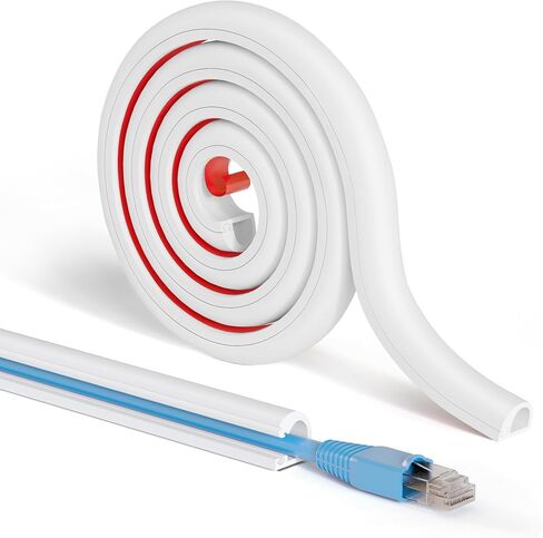 Soft Wall Cord Hider 118in, Half Round PVC Cord Covers for Wires on Wall, Small Cable Hider, Self-Adhesive Wire Covers for Cords on Wall/Floor, Wall Cord Concealer for Home/Office, 0.6inW 0.4inH White in Saudi Arabia