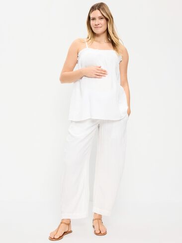 بنطال للكاحل بخصر مجعد وخصر مجعد للأمومة من Old Navy - زنابق بيضاء in Saudi Arabia
