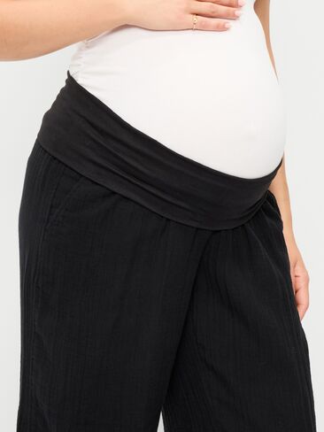 Old Navy Maternity Rollover-Waist Crinkle Gauze Barrel Leg Ankle Pants - Black Jack in Saudi Arabia