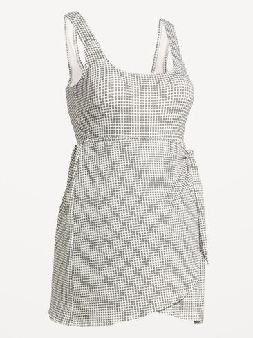 Old Navy Maternity Classic Wrap Swim Dress - Black/White Gingham in Saudi Arabia