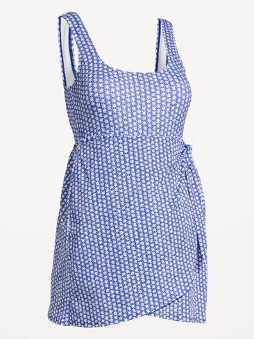 Old Navy Maternity Classic Wrap Swim Dress - Blue Ditsy Floral in Saudi Arabia