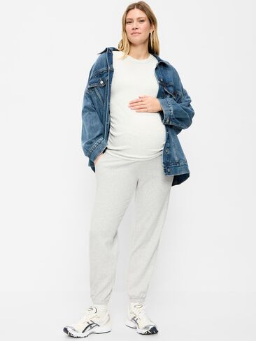 Old Navy Maternity Rollover-Waist Fleece Jogger Sweatpants - Light Gray Heather in Saudi Arabia