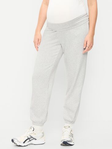 Old Navy Maternity Rollover-Waist Fleece Jogger Sweatpants - Light Gray Heather in Saudi Arabia