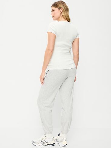 Old Navy Maternity Rollover-Waist Fleece Jogger Sweatpants - Light Gray Heather in Saudi Arabia