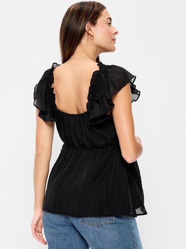 Old Navy Maternity Ruffle-Sleeve Top - Black Jack in Saudi Arabia