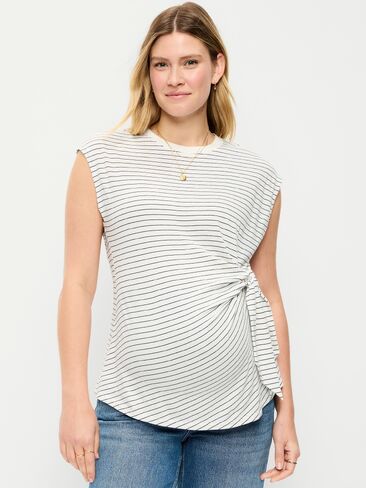 قميص جيرسي للحوامل برباط جانبي من Old Navy - شريط أبيض in Saudi Arabia