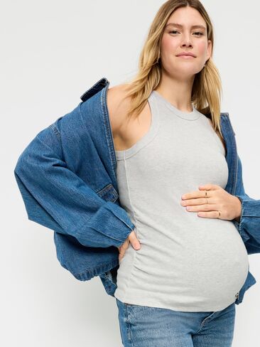 Old Navy Maternity High-Neck Tank Top - Light Gray Heather in Saudi Arabia