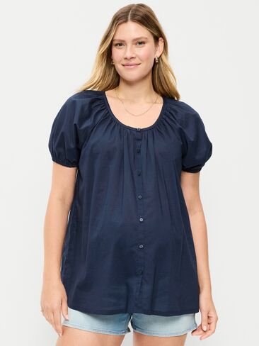 قميص Old Navy Maternity Airy بأزرار سفلية - عمق القطب الشمالي in Saudi Arabia