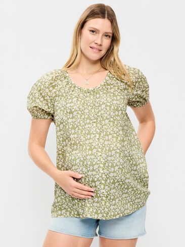 Old Navy Maternity Airy Button-Down Top - Green Floral in Saudi Arabia