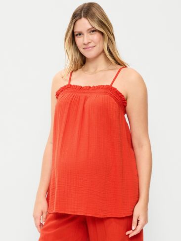 Old Navy Maternity Crinkle Gauze Tank Top - Ornament Orange in Saudi Arabia