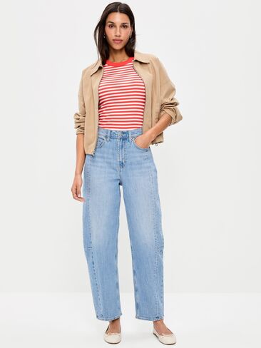 بنطال جينز Old Navy عالي الخصر عند الكاحل - أزرق فاتح in Saudi Arabia