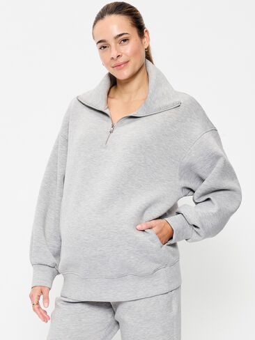بلوفر Old Navy Maternity Bounce Fleece نصف سحاب - رمادي منقط in Saudi Arabia