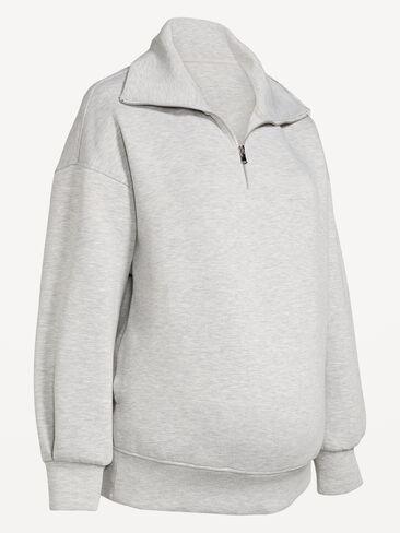 بلوفر Old Navy Maternity Bounce Fleece نصف سحاب - رمادي منقط in Saudi Arabia