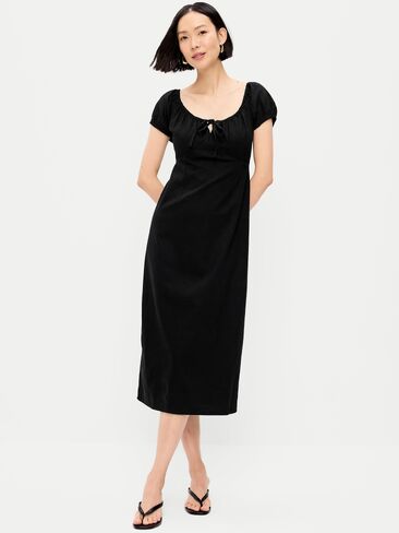 Old Navy Short-Sleeve Scoop-Neck Midi Dress - Black Jack in Saudi Arabia