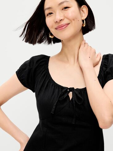 Old Navy Short-Sleeve Scoop-Neck Midi Dress - Black Jack in Saudi Arabia