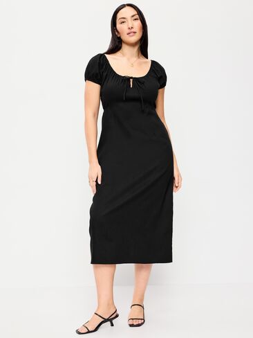 Old Navy Short-Sleeve Scoop-Neck Midi Dress - Black Jack in Saudi Arabia