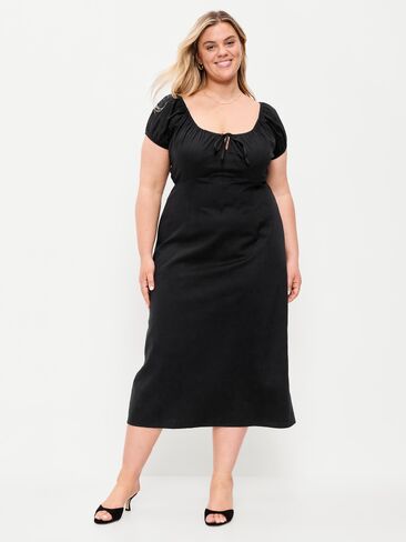 Old Navy Short-Sleeve Scoop-Neck Midi Dress - Black Jack in Saudi Arabia