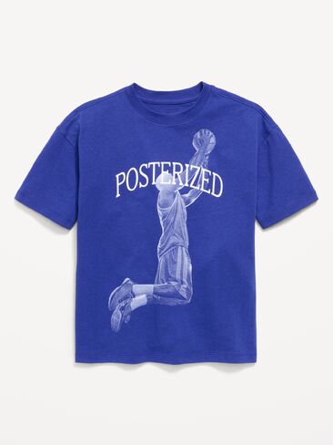 Old Navy Oversized Short-Sleeve Graphic T-Shirt for Boys - Bluer Than Blue in Saudi Arabia