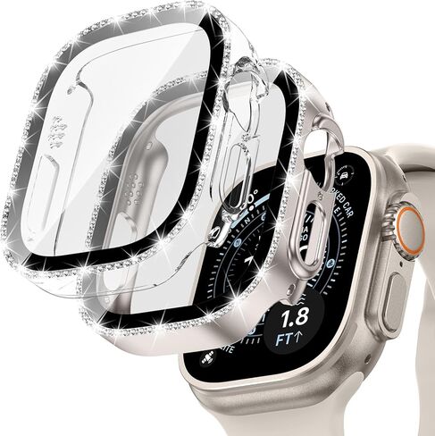 حافظة Goton مكونة من قطعتين لواقي شاشة Apple Watch Series 10 مقاس 42 مم، غطاء وجه ممتص للصدمات من حجر الراين الماسي اللامع للسيدات لملحقات iWatch مقاس 42 مم in Saudi Arabia