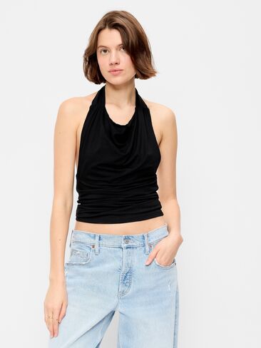 Old Navy Cowl-Neck Halter Top - Black Jack in Saudi Arabia