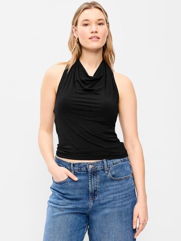 Old Navy Cowl-Neck Halter Top - Black Jack in Saudi Arabia