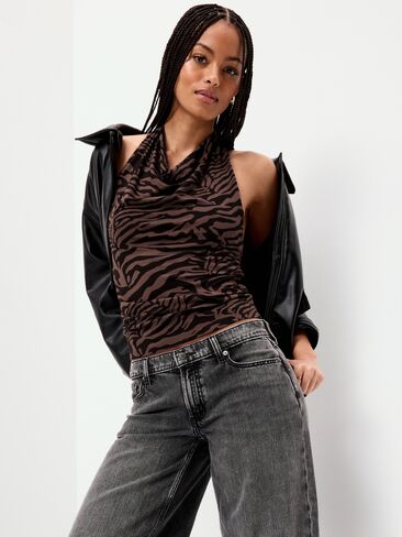 Old Navy Cowl-Neck Halter Top - Black Zebra in Saudi Arabia