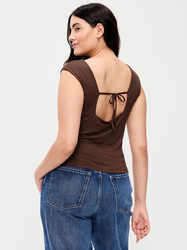 Old Navy Cap-Sleeve Tie-Back Top - Peppercorn in Saudi Arabia