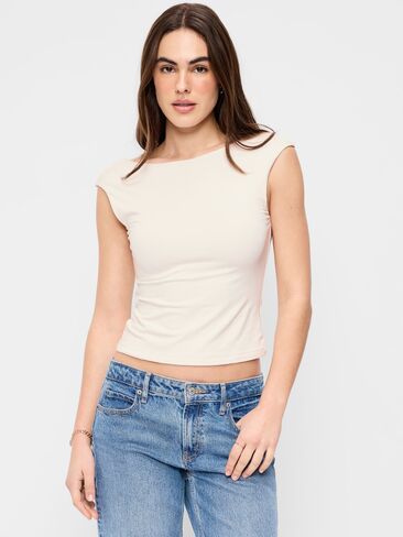 Old Navy Cap-Sleeve Tie-Back Top - Sea Salt in Saudi Arabia