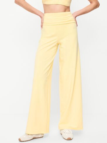 Old Navy High-Waisted PowerChill Fold-Over Wide-Leg Pants - Golden Straw in Saudi Arabia