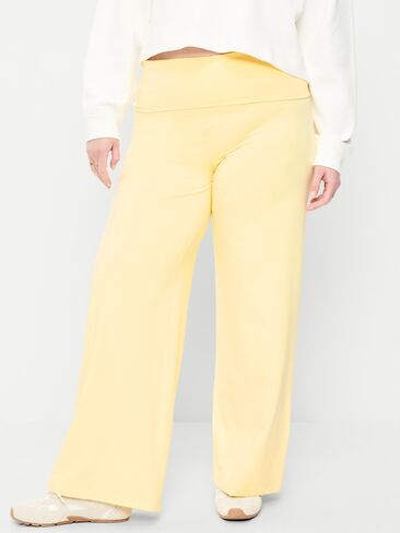 Old Navy High-Waisted PowerChill Fold-Over Wide-Leg Pants - Golden Straw in Saudi Arabia
