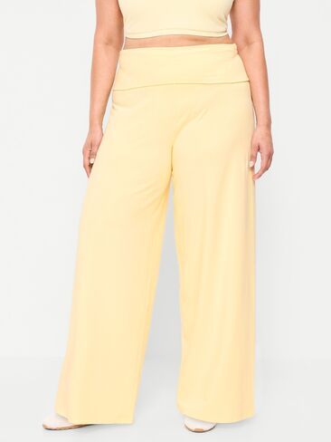 Old Navy High-Waisted PowerChill Fold-Over Wide-Leg Pants - Golden Straw in Saudi Arabia